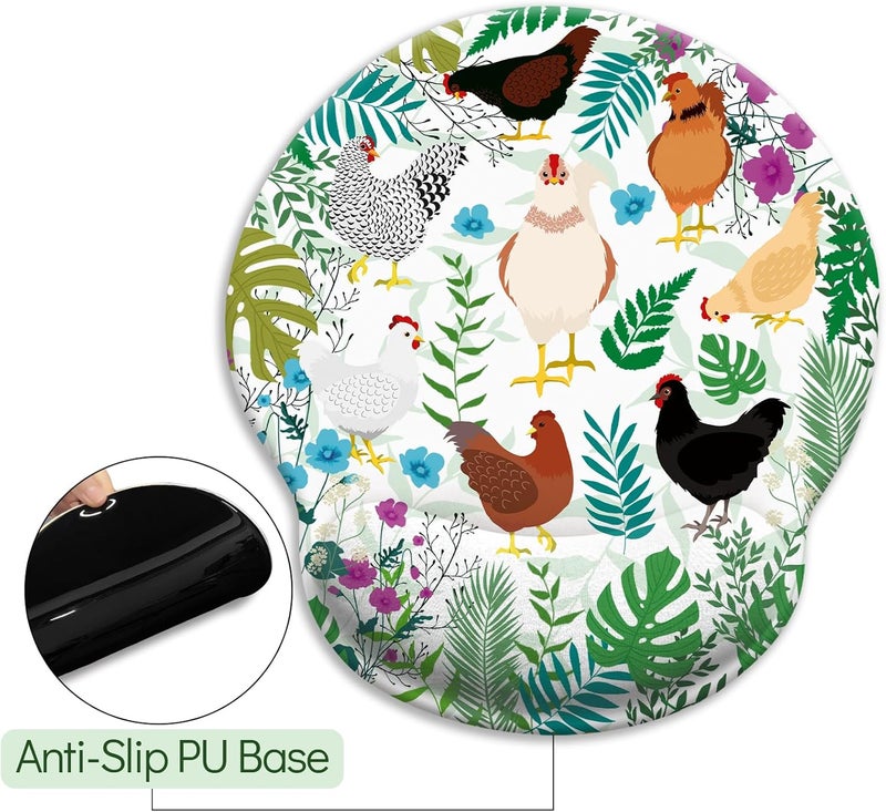 LIMKRIAN Chicken Ergonomic Mouse Pad with Wrist Rest, Gaming Mouse Pad with Wrist Support, Funny Mouse Pads for Desk, Computer Mousepad with Non-Slip Pain Relief PU Base, Cute Office Desk Accessories - Image 5